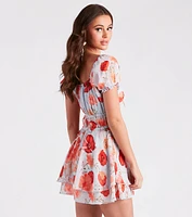 Summer Romance Floral Chiffon Skater Romper