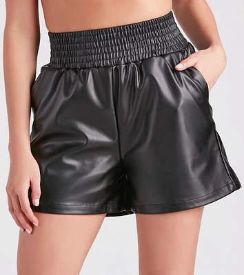 Double-Take Faux Leather Jogger Shorts