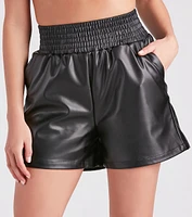 Double-Take Faux Leather Jogger Shorts