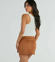 Going Everywhere Belted Faux Suede Skort