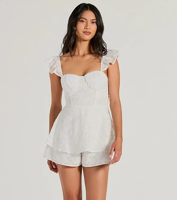 Dreamy Chic Flutter Sleeve Ruffled Chiffon Romper