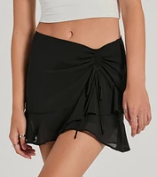 Exceptional Vibes Mid-Rise Ruffle Chiffon Skort