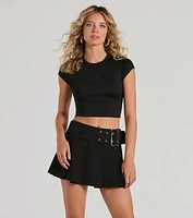 Get Compliments High-Rise Belted Pleated Skort