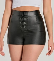 Majorly Fab Lace-Up Faux Leather Shorts