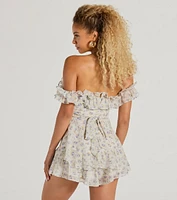 Fun And Flirty Off-The-Shoulder Ruffled Floral Romper