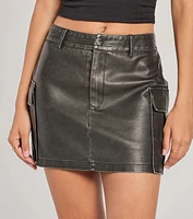 Edgy Cuteness High-Rise Cargo Faux Leather Mini Skort