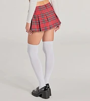 Sassy Vibe Belted Plaid Micro Skort