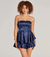 Irresistible Darling Strapless Tie Waist Satin Romper