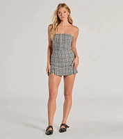 Plaid Moment Sleeveless Knit Romper