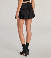 Looking Chic Bow Trim Drop Waist Mini Skort