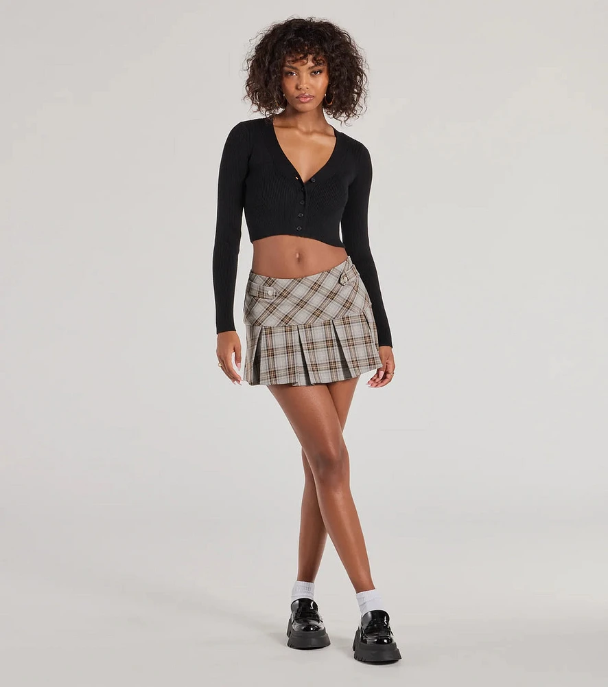 Plaid Charm Pleated Drop Waist Skort