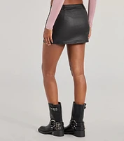 Serving Sleek Faux Leather Cargo Mini Skort