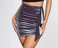 Velvet Side Ruffle Mini Skirt