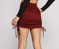 Plaid Perfection Ruched Mini Skirt