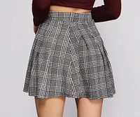 Chic Houndstooth Pleated Mini Skirt