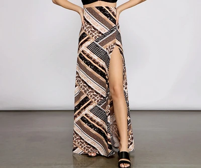 Wild Style Animal Print Maxi Skirt