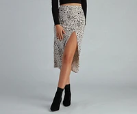 Feline Fierce High-Slit Midi Skirt