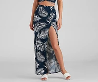 Tropical Palm Leaf Maxi Skirt