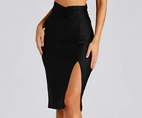 So Sleek High Waist Ruched Midi Skirt