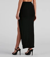 Alluring Beauty High Slit Midi Skirt