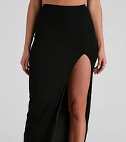 Alluring Beauty High Slit Midi Skirt