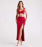 Always Impressed Satin Pleated Maxi Skirt