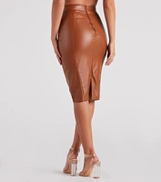 Business Babe Faux Leather Skirt