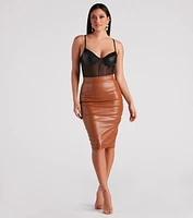 Business Babe Faux Leather Skirt