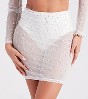 Queen Of The Gems Rhinestone Pearl Mini Skirt