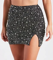 Iconic Glamour Rhinestone And Pearl Mini Skirt