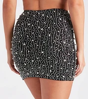 Iconic Glamour Rhinestone And Pearl Mini Skirt