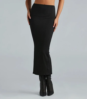 Streamlined Silhouette Smooth Knit Maxi Skirt