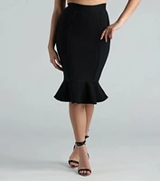 Lips Are Sealed Bandage Ruffle Midi Skirt