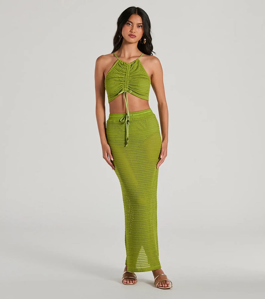 Sunny Chic High Slit Crochet Maxi Skirt