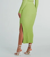 Twice The Love Rib Knit Midi Skirt