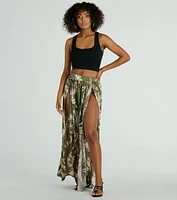 Tropical Breeze Printed Dual-Slit Maxi Skirt