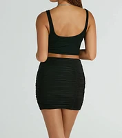 Sassy Fun Ruched Bodycon Mini Skirt