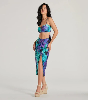 Tropical Vacay High-Rise Slit Midi Skirt