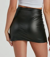 High Class Faux Leather Wrap Mini Skirt