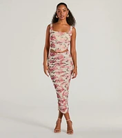 Blooming Bliss High-Rise Bodycon Floral Maxi Skirt