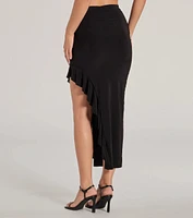 Dancing Moves High-Rise Side Ruffle Midi Skirt