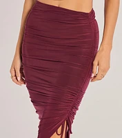 Sculpted Chic Ruched Midi Skirt