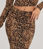 Bold Aura Leopard Print Knit Maxi Skirt