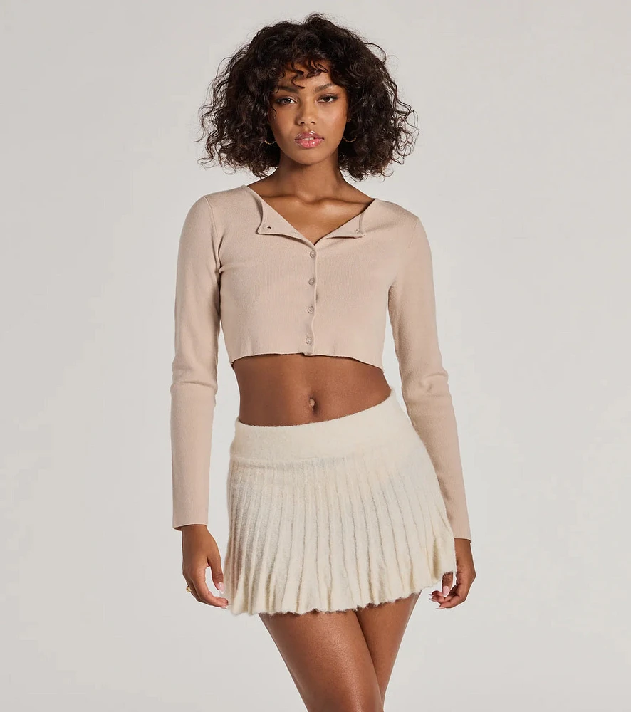 Preppy Charm Pleated Knit Mini Skirt