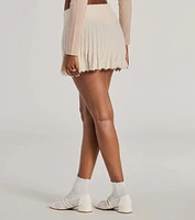 Preppy Charm Pleated Knit Mini Skirt