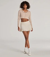 Preppy Charm Pleated Knit Mini Skirt