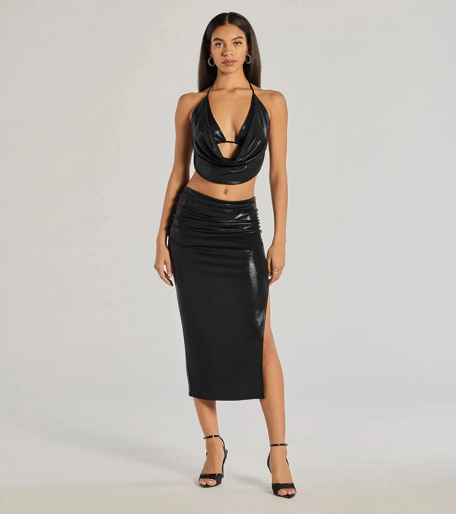 Sultry Does It High Rise Midi Skirt