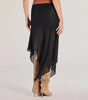 Boho Style Sheer Lace Asymmetric Midi Skirt