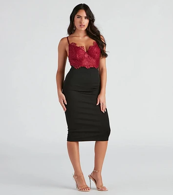 Something More High Waist Ponte Pencil Skirt