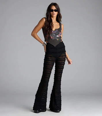 Make A Statement Sheer Lace Flare Pants